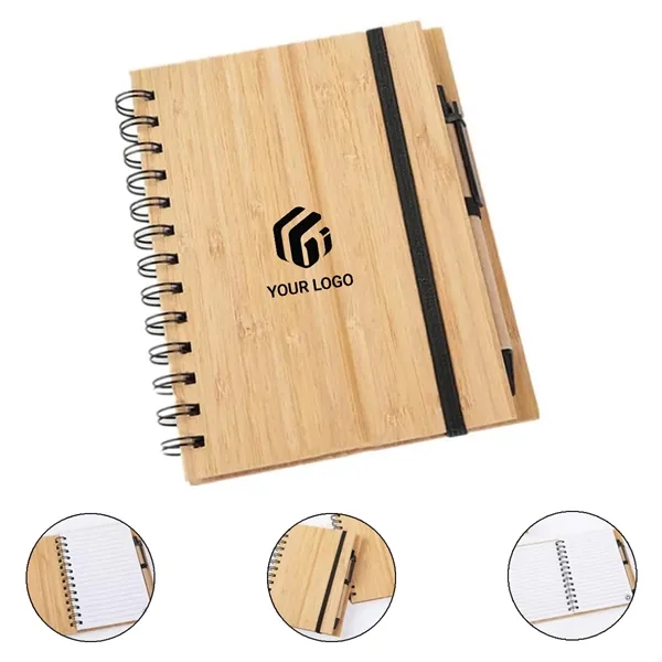 Eco - friendly Portable Durable Writing Coil Bamboo Notebook - Eco - friendly Portable Durable Writing Coil Bamboo Notebook - Image 0 of 4