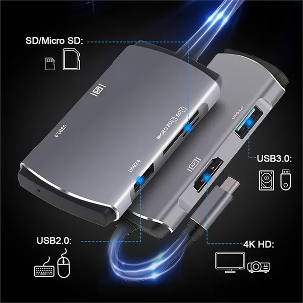 Multi-function USB C Hub Multiple Adapter Docking Station - Multi-function USB C Hub Multiple Adapter Docking Station - Image 2 of 4