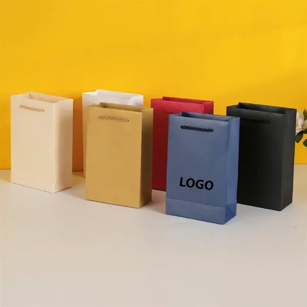 Paper Gift Bags with Cotton Handle 5 1/8" x 6  3/8" x 2 3/4" - Paper Gift Bags with Cotton Handle 5 1/8" x 6  3/8" x 2 3/4" - Image 1 of 1