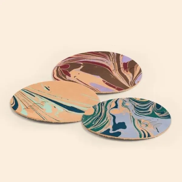 MARBLED LEATHER COASTER - MARBLED LEATHER COASTER - Image 0 of 3