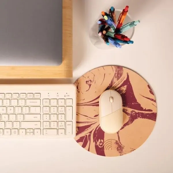 ROUND MARBLED LEATHER MOUSEPAD - ROUND MARBLED LEATHER MOUSEPAD - Image 0 of 4