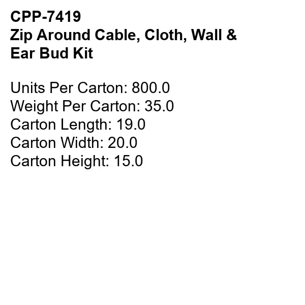 Zip Around Cable, Cloth, Wall & Ear Bud Kit - Zip Around Cable, Cloth, Wall & Ear Bud Kit - Image 15 of 15