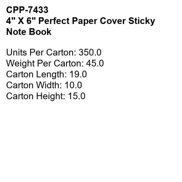 4" X 6" Perfect Paper Cover Sticky Note Book - 4" X 6" Perfect Paper Cover Sticky Note Book - Image 3 of 3