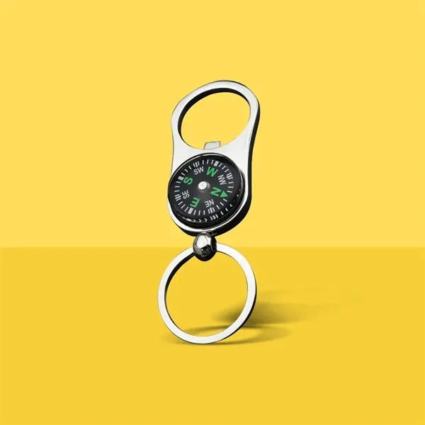 Portable Bottle Opener Compass Keychain - Portable Bottle Opener Compass Keychain - Image 0 of 3