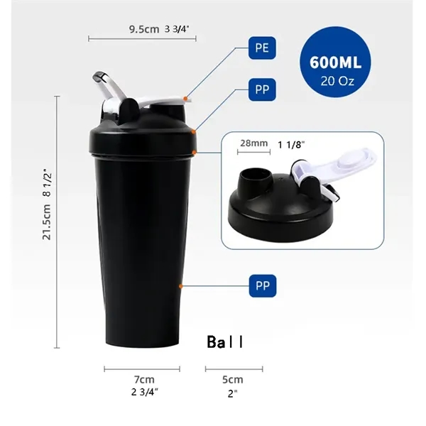 BPA Free Plastic 20 Oz Shake Blenderc Shaker Sport Bottle - BPA Free Plastic 20 Oz Shake Blenderc Shaker Sport Bottle - Image 1 of 3