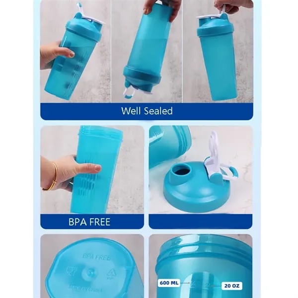 BPA Free Plastic 20 Oz Shake Blenderc Shaker Sport Bottle - BPA Free Plastic 20 Oz Shake Blenderc Shaker Sport Bottle - Image 2 of 3