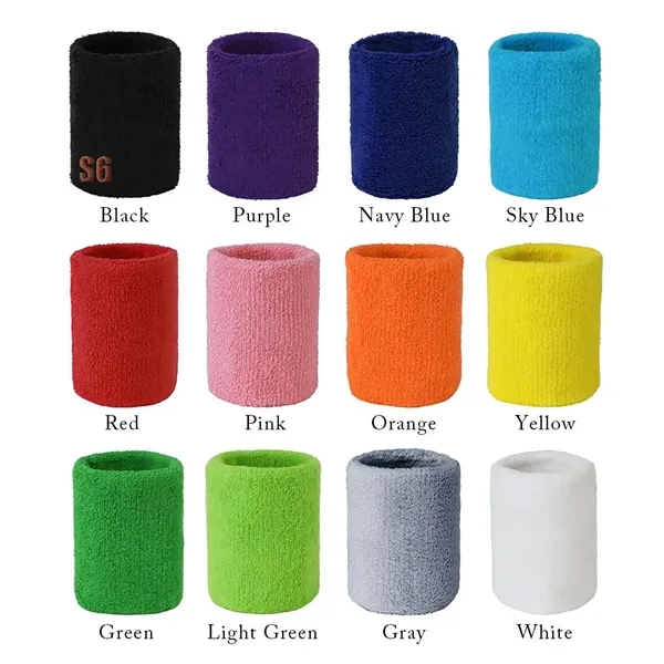 Terry Sweatband Wristbands With Embroidered Logo - Terry Sweatband Wristbands With Embroidered Logo - Image 1 of 16