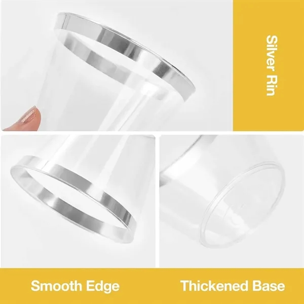 9oz Clear Wedding Party Cocktail Gold Rimmed Plastic Cup - 9oz Clear Wedding Party Cocktail Gold Rimmed Plastic Cup - Image 2 of 4