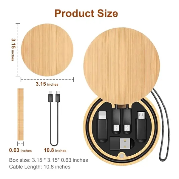 Travel usb charging cable adapter kit with wooden case - Travel usb charging cable adapter kit with wooden case - Image 1 of 4