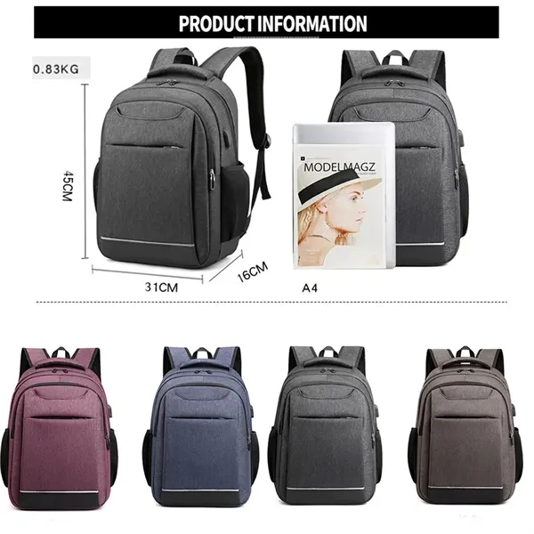 Travel Business Backpack with USB Charging Port - Travel Business Backpack with USB Charging Port - Image 4 of 4