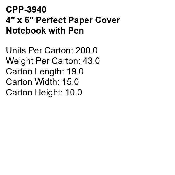 4" x 6" Perfect Paper Cover Notebook with Pen - 4" x 6" Perfect Paper Cover Notebook with Pen - Image 20 of 20