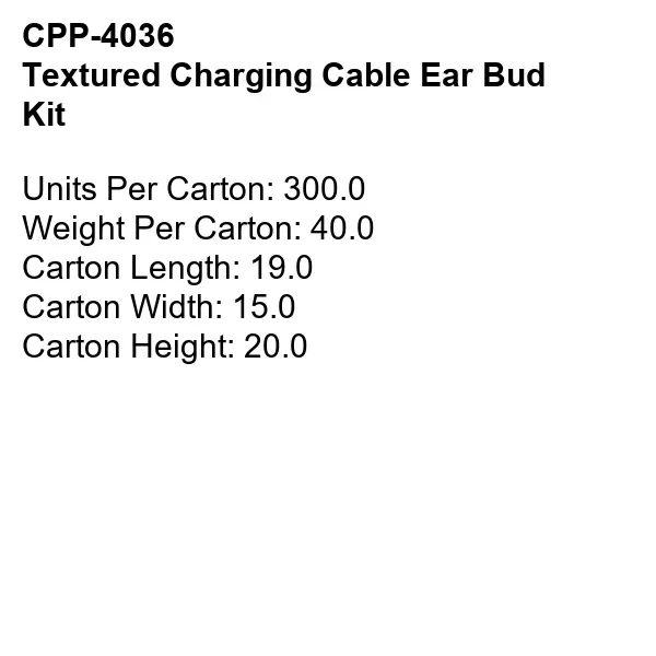 TEXTURED CHARGING CABLE EAR BUD KIT - TEXTURED CHARGING CABLE EAR BUD KIT - Image 13 of 13