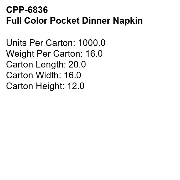 Full Color Pocket Dinner Napkin - Full Color Pocket Dinner Napkin - Image 2 of 2