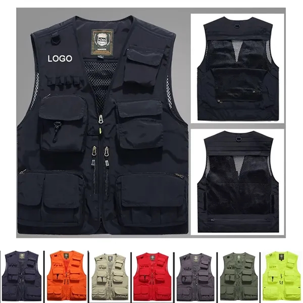 Outdoor Safari Fishing Casual Vest Jacket with Multi Pockets - Outdoor Safari Fishing Casual Vest Jacket with Multi Pockets - Image 0 of 3