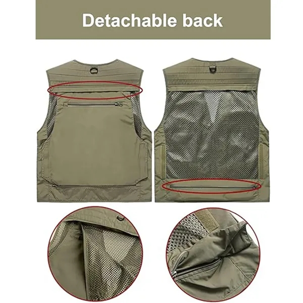Outdoor Safari Fishing Casual Vest Jacket with Multi Pockets - Outdoor Safari Fishing Casual Vest Jacket with Multi Pockets - Image 2 of 3