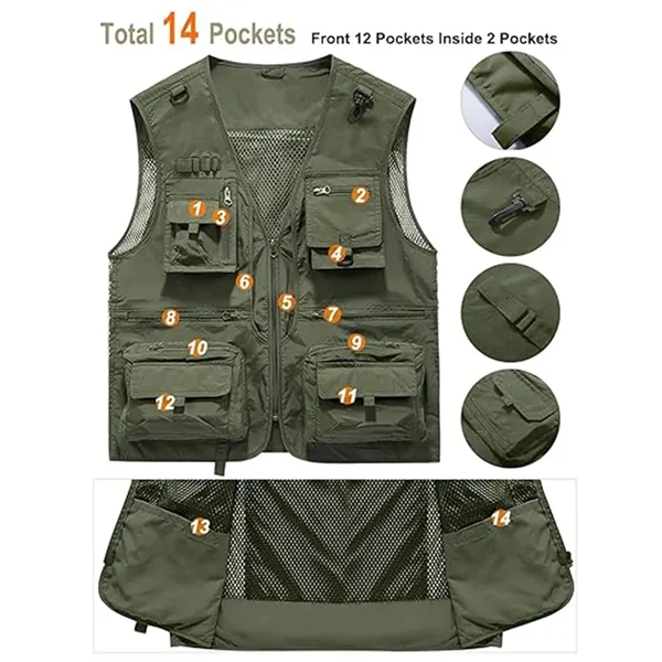 Casual Lightweight Outdoor Fishing Vest with Multi Pockets - Casual Lightweight Outdoor Fishing Vest with Multi Pockets - Image 1 of 3