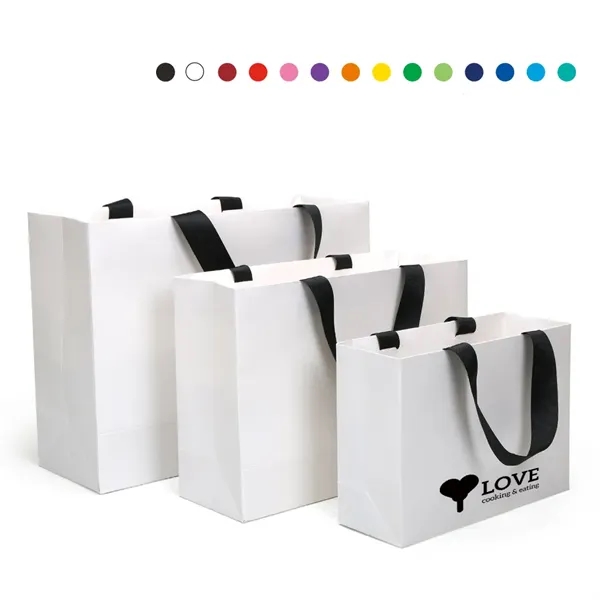 Custom Logo Recycled White Kraft Paper Shopping Bag - Custom Logo Recycled White Kraft Paper Shopping Bag - Image 0 of 5