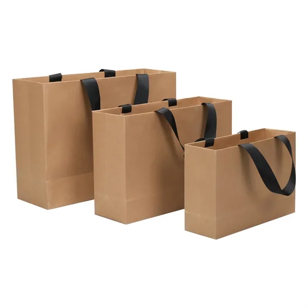 Custom Logo Recycled White Kraft Paper Shopping Bag - Custom Logo Recycled White Kraft Paper Shopping Bag - Image 5 of 5