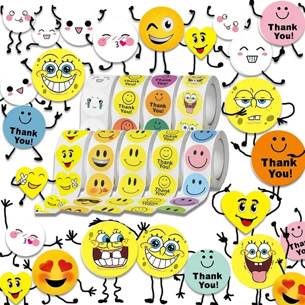 500Pcs Happy Smile Face Stickers - 500Pcs Happy Smile Face Stickers - Image 0 of 4
