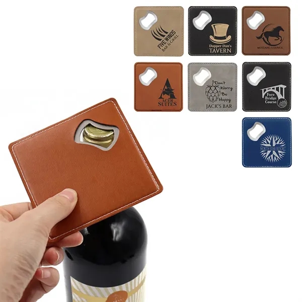 Leather Coaster And Opener - Leather Coaster And Opener - Image 1 of 2