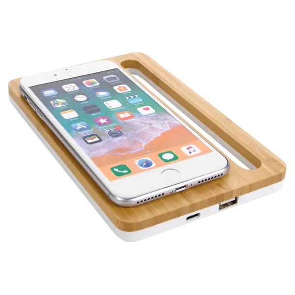 Bamboo Wireless Charging Pad with Phone Stand - Bamboo Wireless Charging Pad with Phone Stand - Image 2 of 2