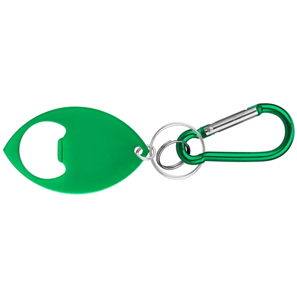 Football Shaped Bottle Opener with Key Ring and Carabiner - Football Shaped Bottle Opener with Key Ring and Carabiner - Image 1 of 5