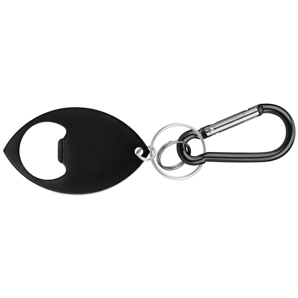 Football Shaped Bottle Opener with Key Ring and Carabiner - Football Shaped Bottle Opener with Key Ring and Carabiner - Image 2 of 5