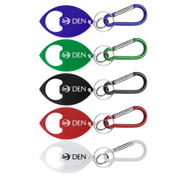 Football Shaped Bottle Opener with Key Ring and Carabiner - Football Shaped Bottle Opener with Key Ring and Carabiner - Image 0 of 5