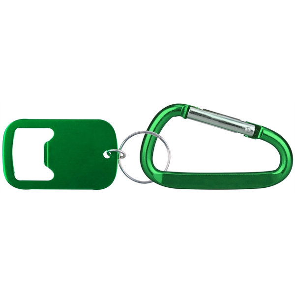 Metal Bottle Opener with Key Ring and Carabiner - Metal Bottle Opener with Key Ring and Carabiner - Image 1 of 4