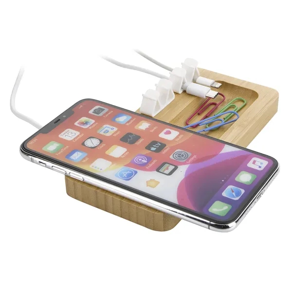 Bamboo 10W Wireless Charging Pad with Cable Organizer - Bamboo 10W Wireless Charging Pad with Cable Organizer - Image 1 of 1
