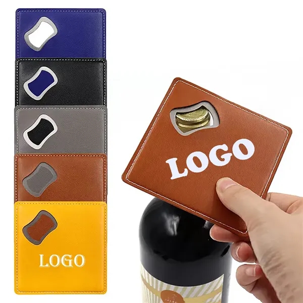 Leather Bottle Opener Square Coaster - Leather Bottle Opener Square Coaster - Image 0 of 13