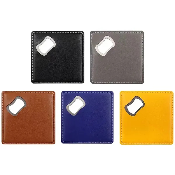 Leather Bottle Opener Square Coaster - Leather Bottle Opener Square Coaster - Image 2 of 13