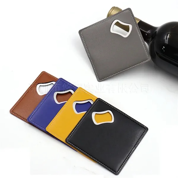Leather Bottle Opener Square Coaster - Leather Bottle Opener Square Coaster - Image 10 of 13