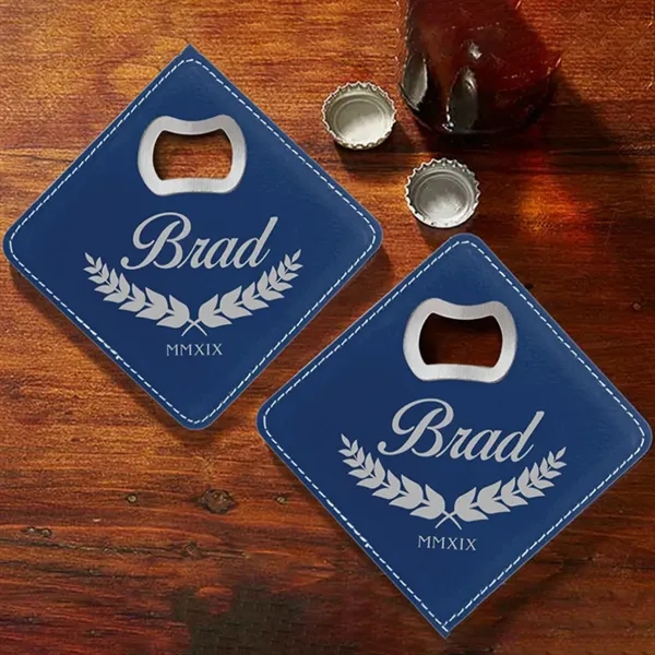 Leather Bottle Opener Square Coaster - Leather Bottle Opener Square Coaster - Image 11 of 13