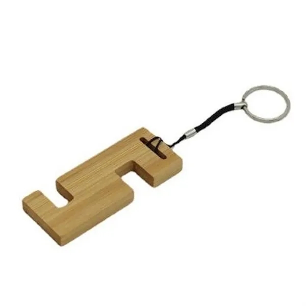 Bamboo Phone Stand Keychain - Bamboo Phone Stand Keychain - Image 1 of 3