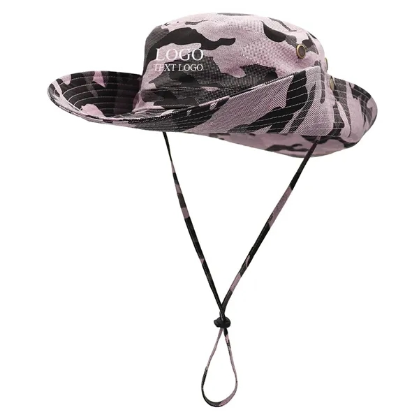 Tactical Camouflage Large Brim Custom Bucket Hats - Tactical Camouflage Large Brim Custom Bucket Hats - Image 4 of 12