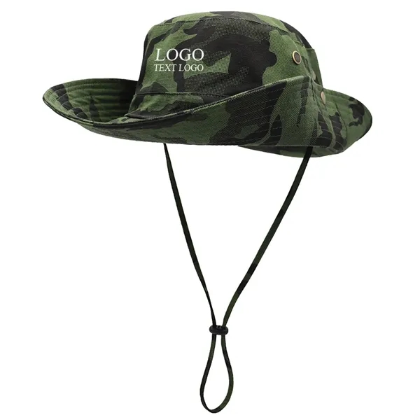 Tactical Camouflage Large Brim Custom Bucket Hats - Tactical Camouflage Large Brim Custom Bucket Hats - Image 5 of 12