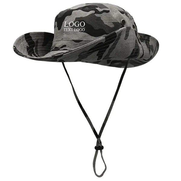 Tactical Camouflage Large Brim Custom Bucket Hats - Tactical Camouflage Large Brim Custom Bucket Hats - Image 6 of 12