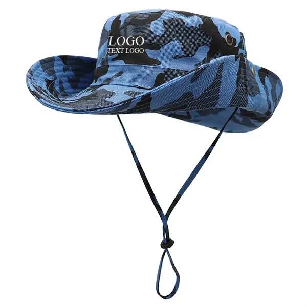 Tactical Camouflage Large Brim Custom Bucket Hats - Tactical Camouflage Large Brim Custom Bucket Hats - Image 7 of 12
