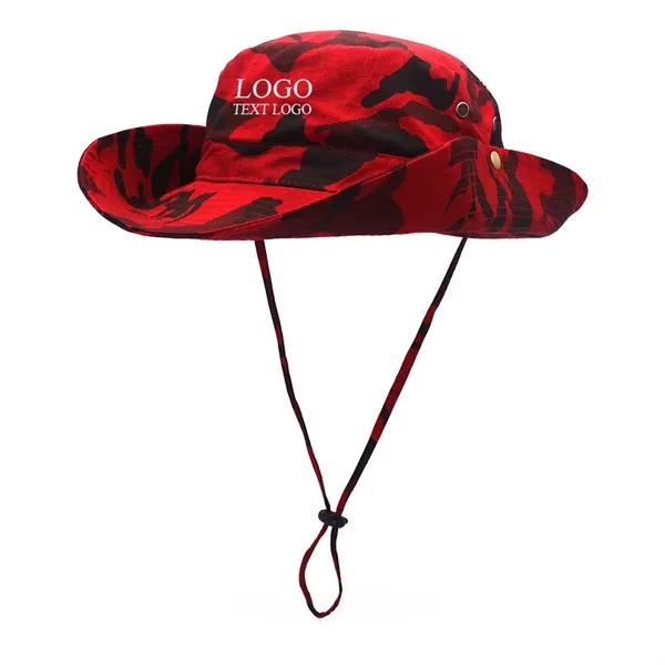 Tactical Camouflage Large Brim Custom Bucket Hats - Tactical Camouflage Large Brim Custom Bucket Hats - Image 9 of 12
