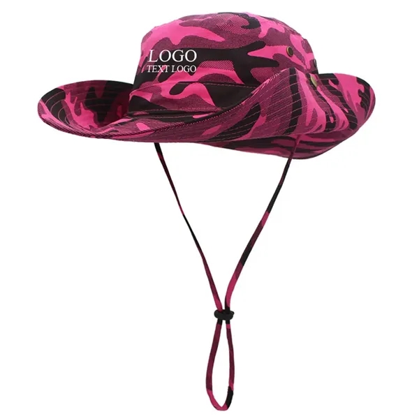 Tactical Camouflage Large Brim Custom Bucket Hats - Tactical Camouflage Large Brim Custom Bucket Hats - Image 10 of 12