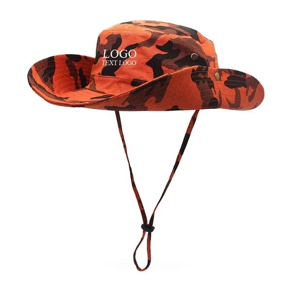 Tactical Camouflage Large Brim Custom Bucket Hats - Tactical Camouflage Large Brim Custom Bucket Hats - Image 11 of 12