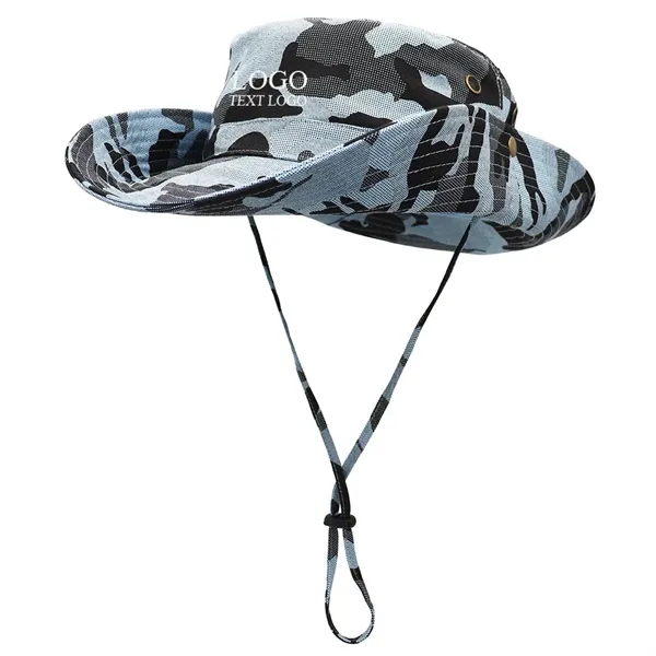 Tactical Camouflage Large Brim Custom Bucket Hats - Tactical Camouflage Large Brim Custom Bucket Hats - Image 12 of 12