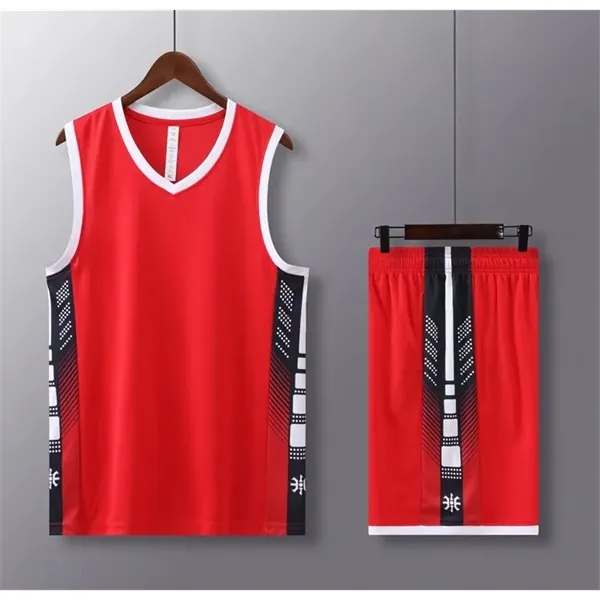 Boys Basketball Uniform V-Collar Jersey and Short - Boys Basketball Uniform V-Collar Jersey and Short - Image 3 of 4