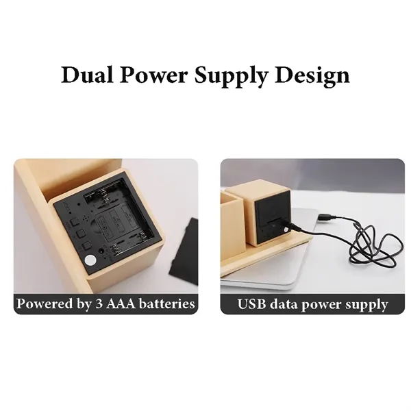LED Wooden Clock with Pen Holder - LED Wooden Clock with Pen Holder - Image 1 of 14
