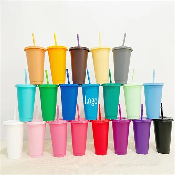 24oz Plastic Tumbler with Straw Lid - 24oz Plastic Tumbler with Straw Lid - Image 0 of 1