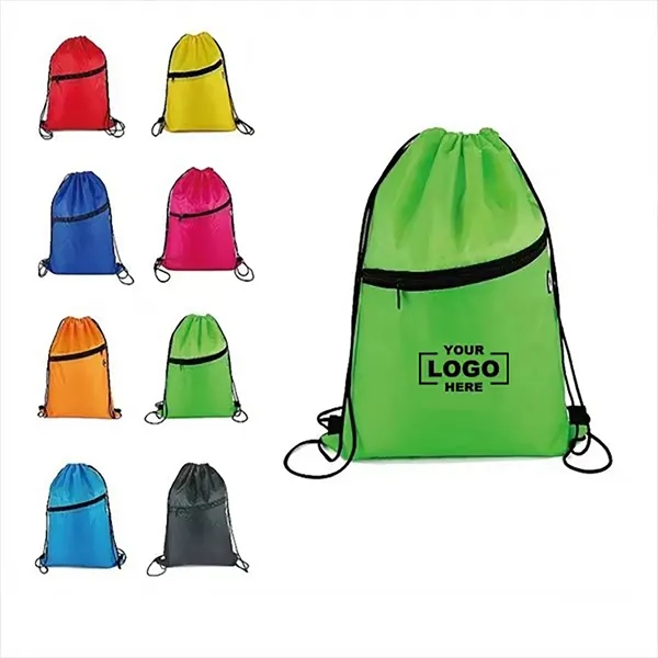 Zippered Drawstring Backpack - Zippered Drawstring Backpack - Image 0 of 2