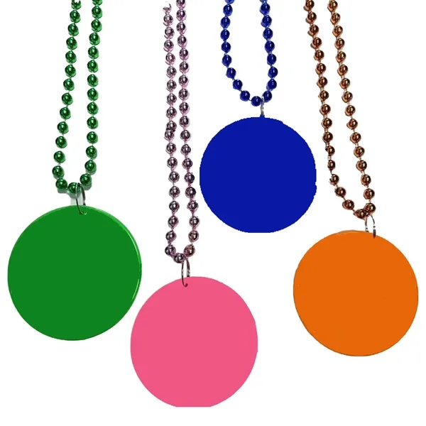 Custom Mardi Gras Bead Necklaces with logo Medallion - Custom Mardi Gras Bead Necklaces with logo Medallion - Image 1 of 14