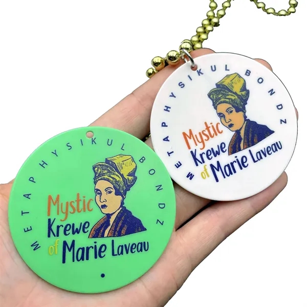 Custom Mardi Gras Bead Necklaces with logo Medallion - Custom Mardi Gras Bead Necklaces with logo Medallion - Image 4 of 14