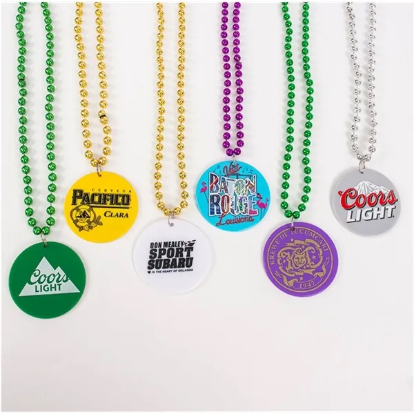 Custom Mardi Gras Bead Necklaces with logo Medallion - Custom Mardi Gras Bead Necklaces with logo Medallion - Image 5 of 14
